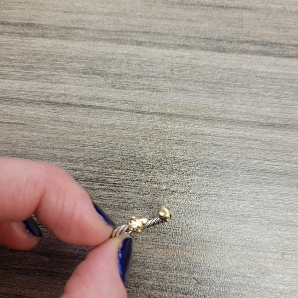 David Yurman Sz 6 Silver 14k Gold Renaissance Ring With Diamonds 2.3mm Wide - Picture 6 of 8